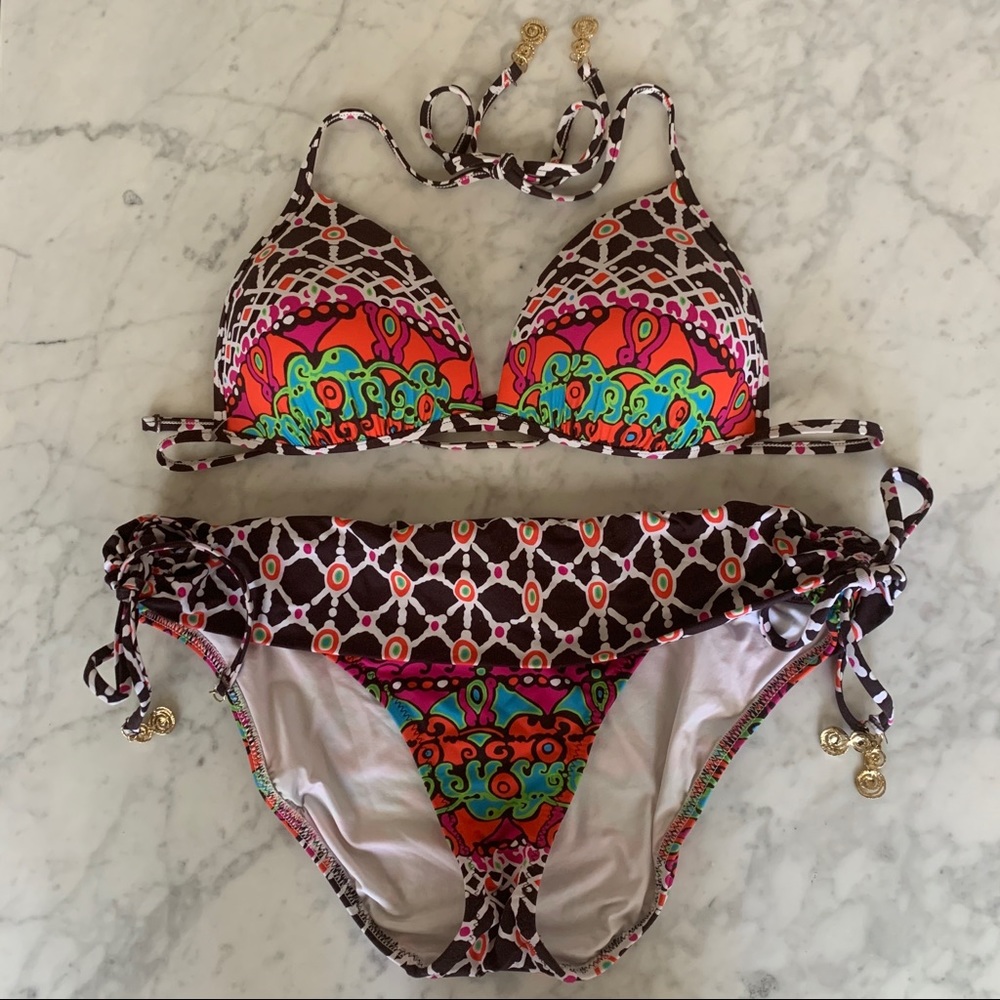 Trina Turk 2 pc Bikini Swimsuit Sz 8 Top Bottom